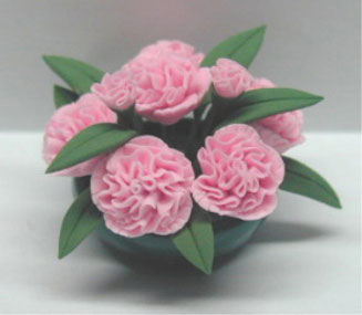 Dollhouse Miniature Pink Carnation/Flat Plate 1 1/4